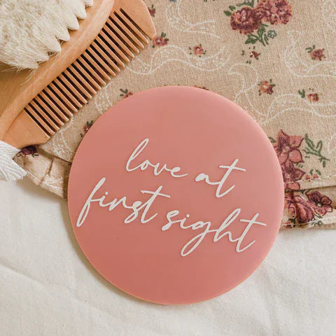 Baby Jones Design Baby Gift Acrylic Birth Announcement - Love at first sight (Blush)