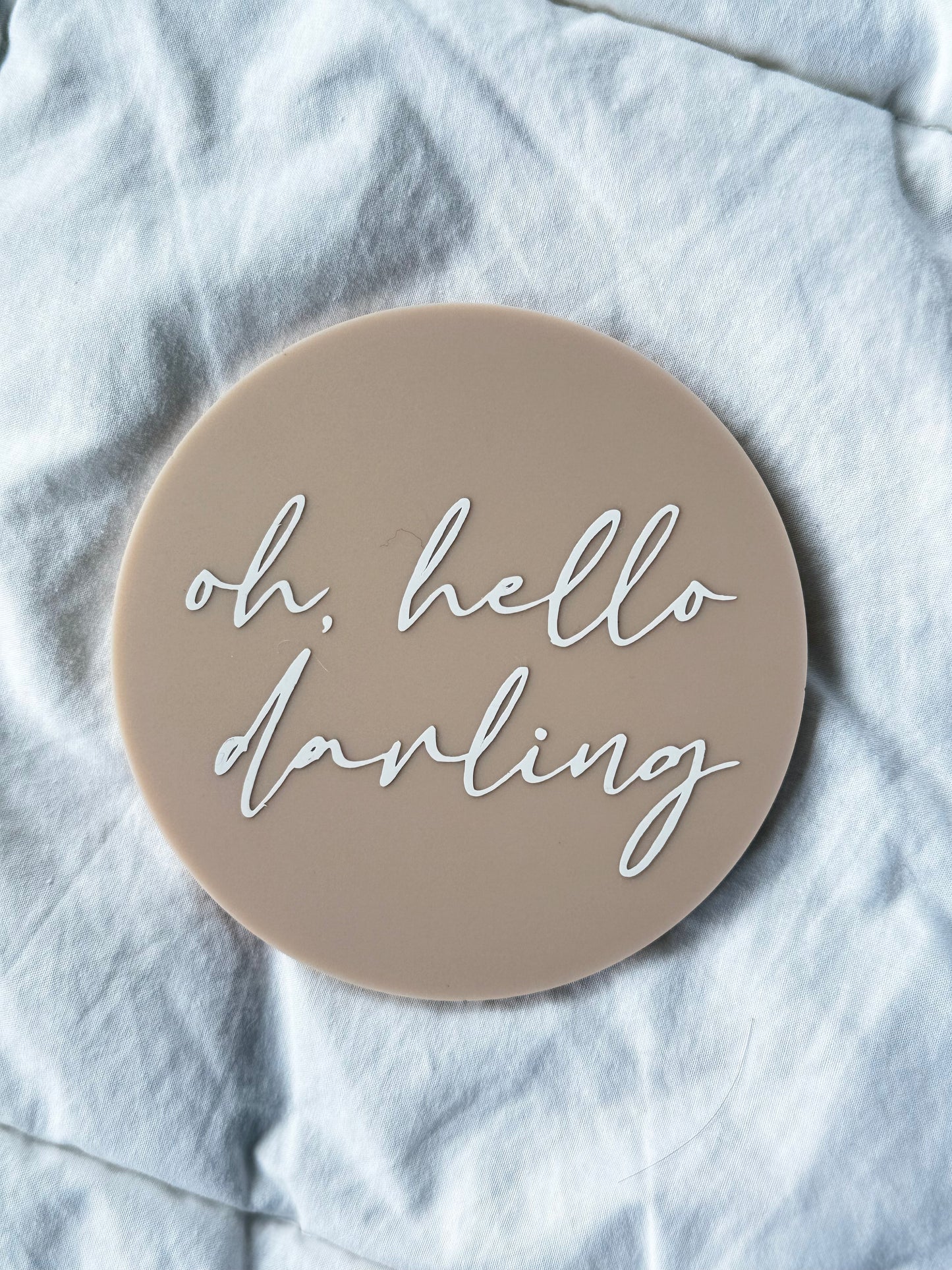 Baby Jones Design Baby Gift Acrylic Birth Announcement - Oh Hello Darling (Nude)