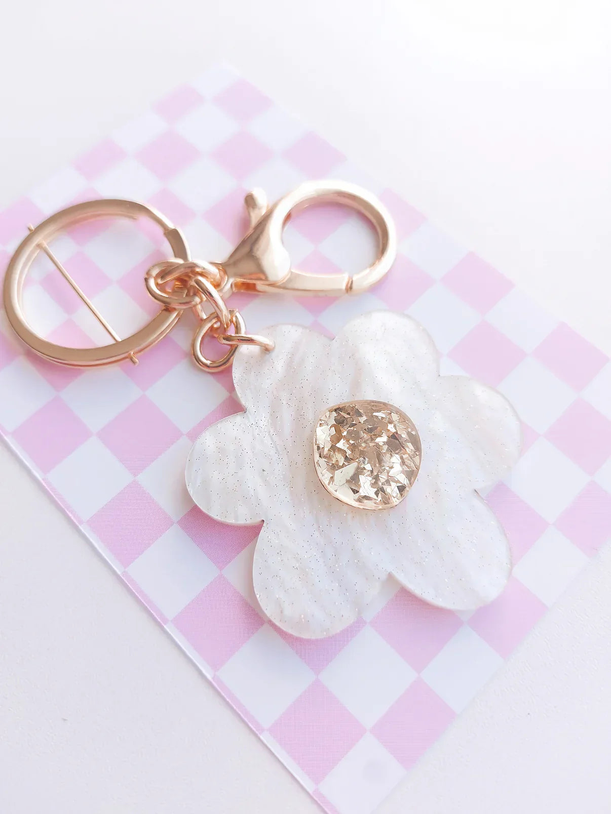 Kiki + Co Daisy Key ring - Pearl + Gold