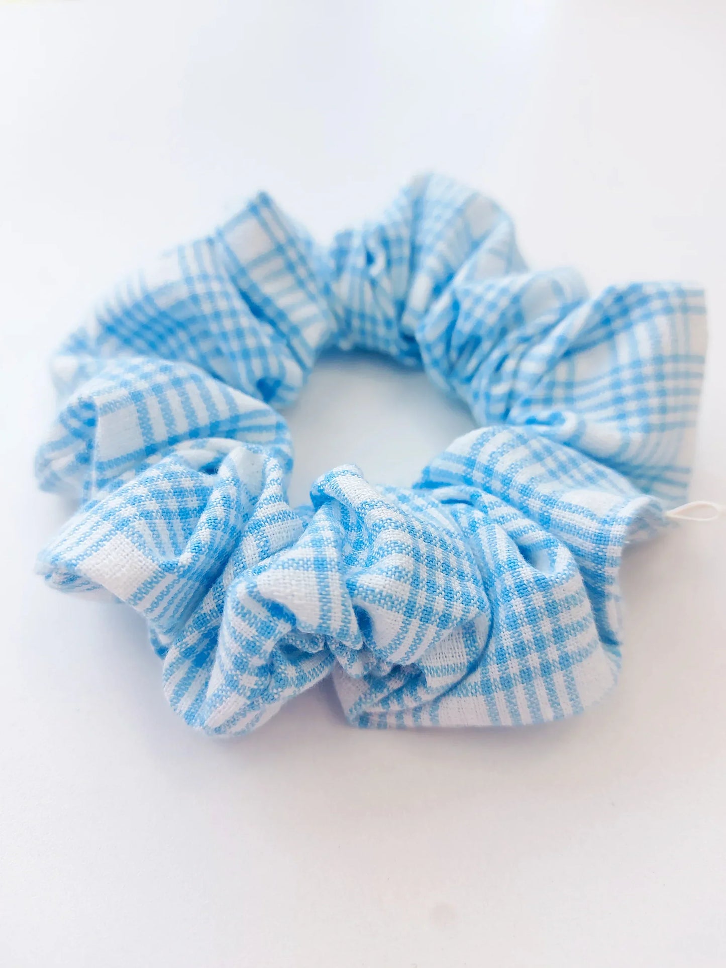 Kiki + Co Self Care Gift Blue Check Scrunchie
