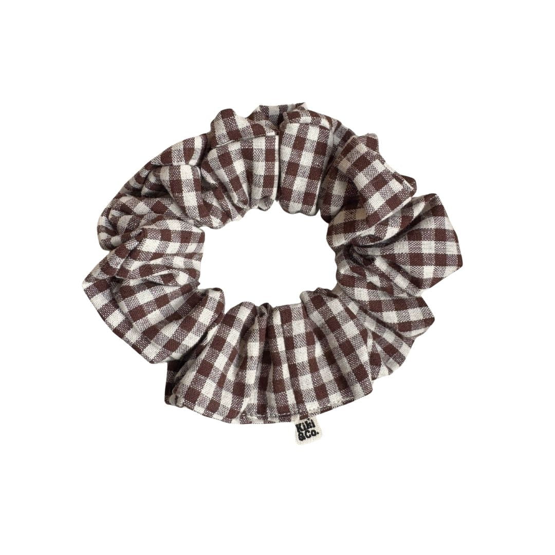 Kiki + Co Self Care Gift Chocolate Gingham Scrunchie