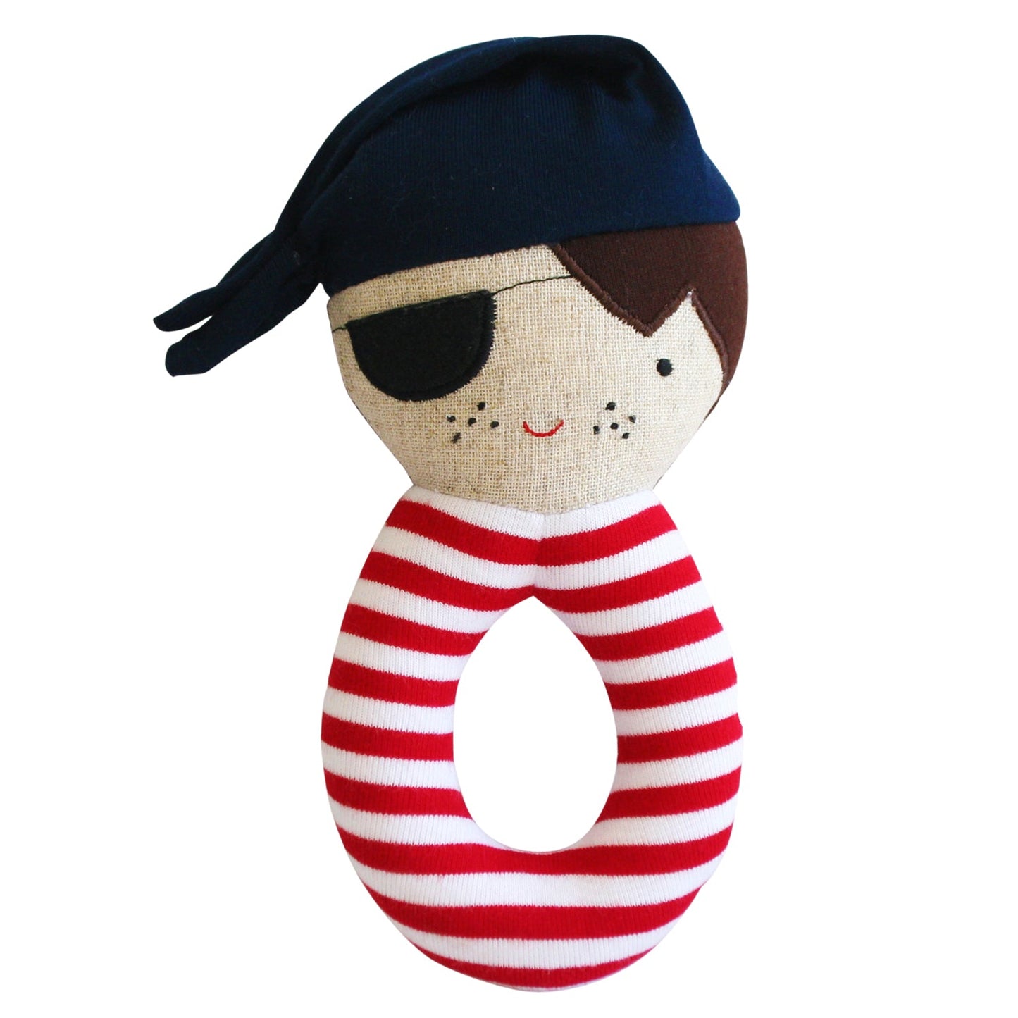 Little Gifties Baby Gift Linen Pirate Grab Rattle Navy & Red