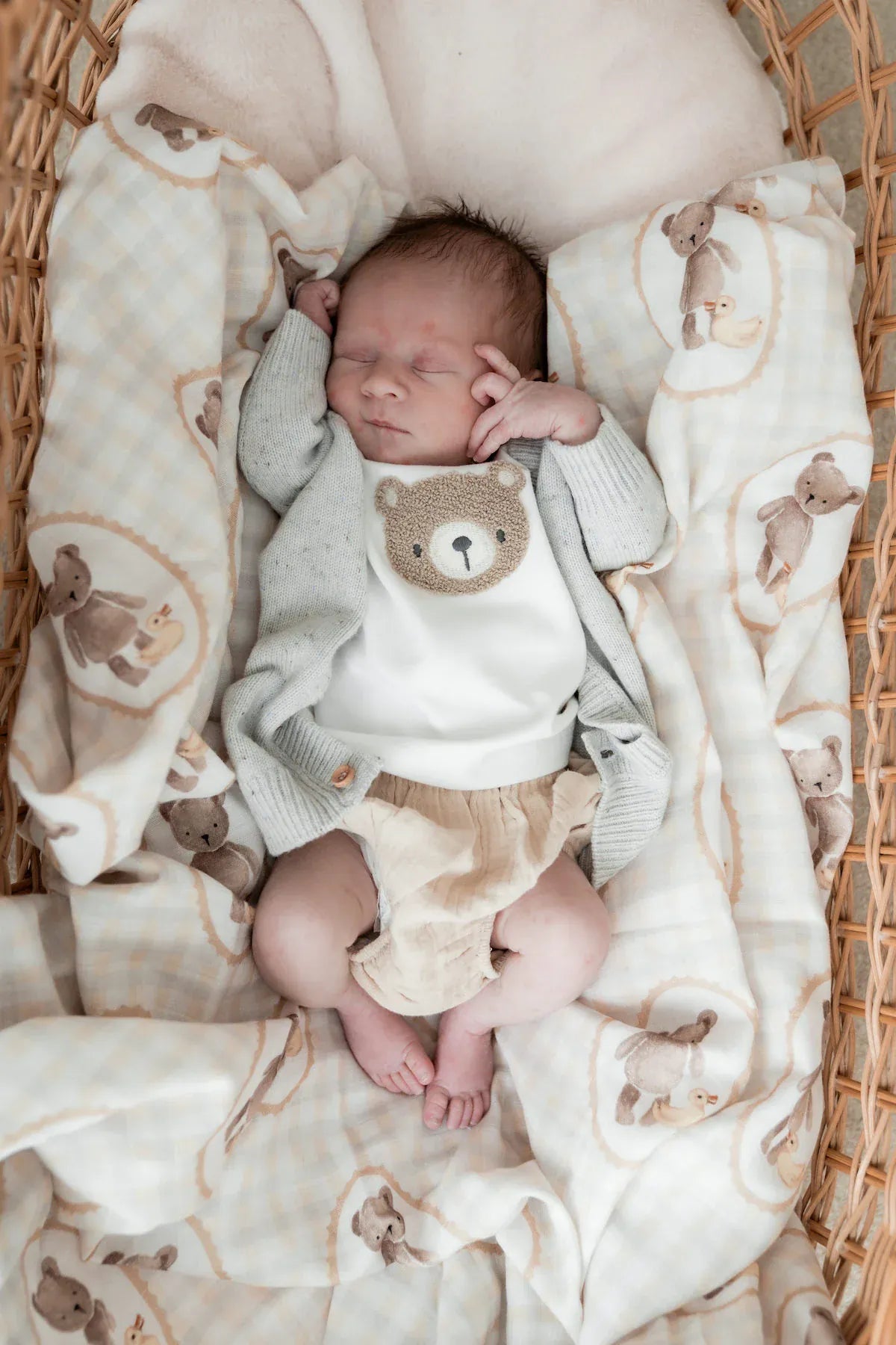 Little Gifties Baby Gift Ted and Duck Cotton Muslin Swaddle