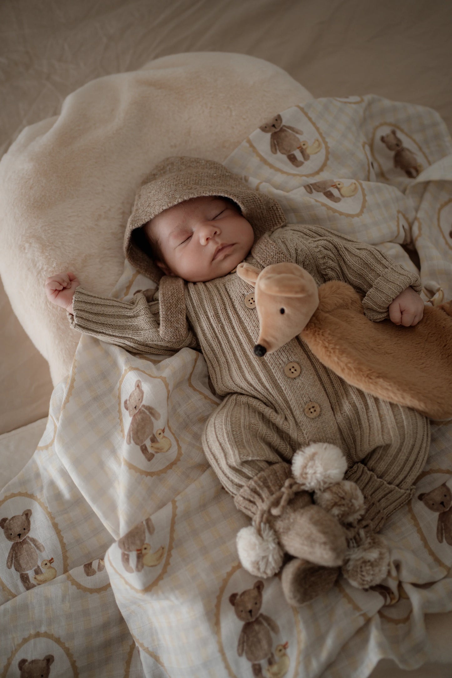 Little Gifties Baby Gift Ted and Duck Cotton Muslin Swaddle