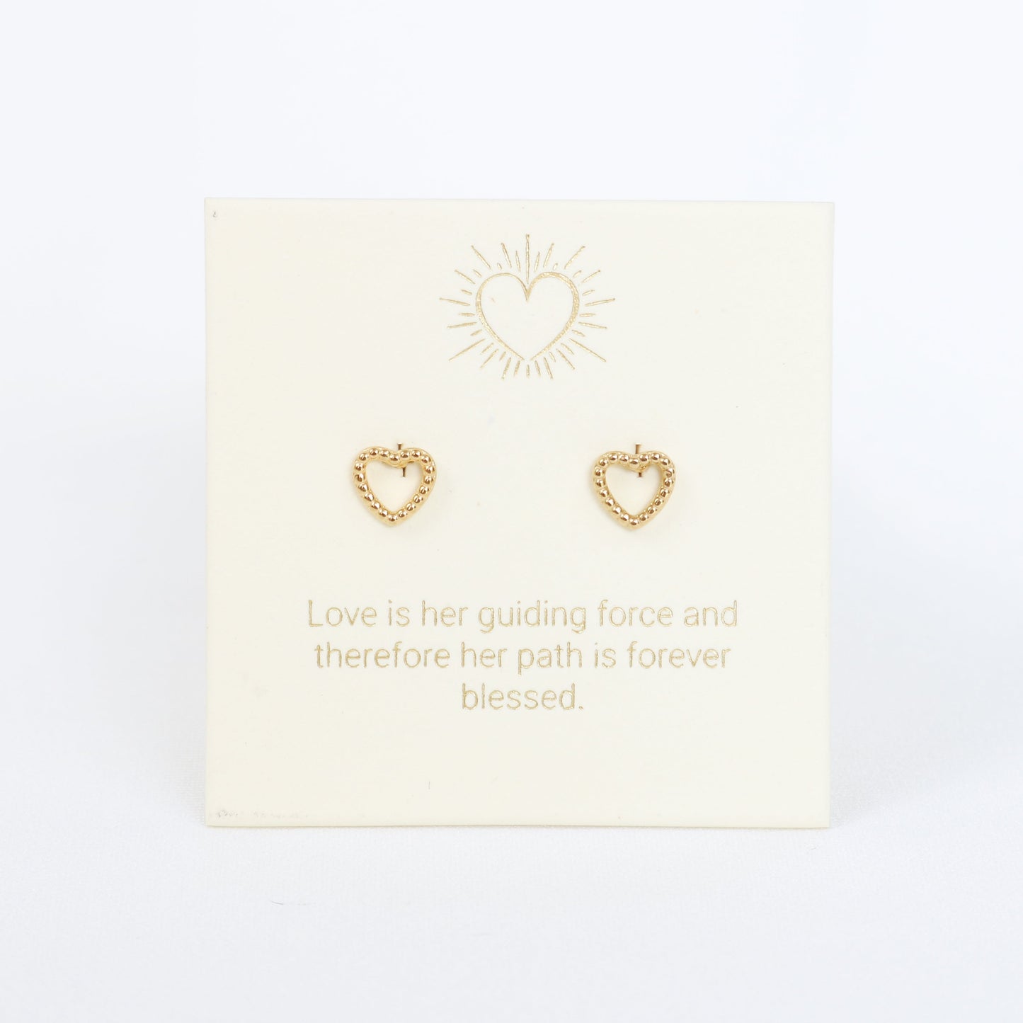 Love Luna Mei Self Care Gift Dotted Heart Stud Earrings (Gold)