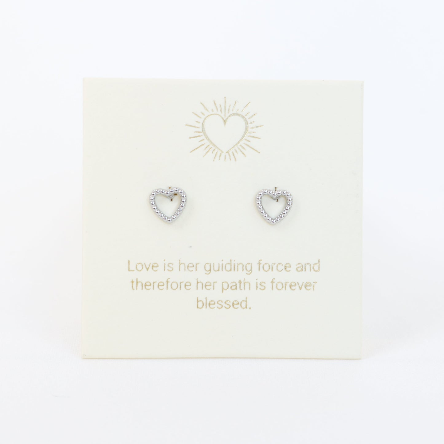Love Luna Mei Self Care Gift Dotted Heart Stud Earrings (Silver)