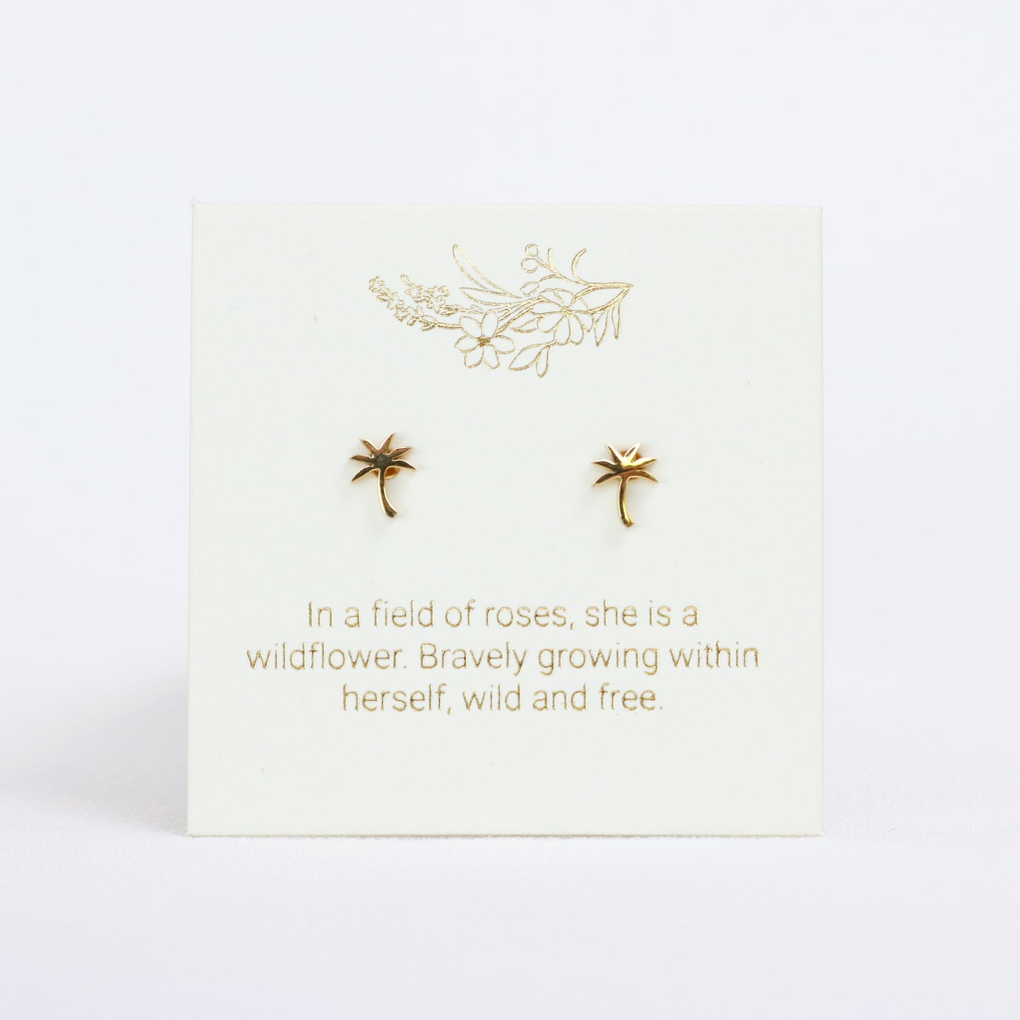 Love Luna Mei Self Care Gift Plam Tree Stud Earrings (Gold)
