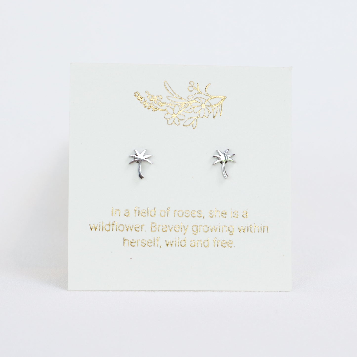 Love Luna Mei Self Care Gift Plam Tree Stud Earrings (Silver)