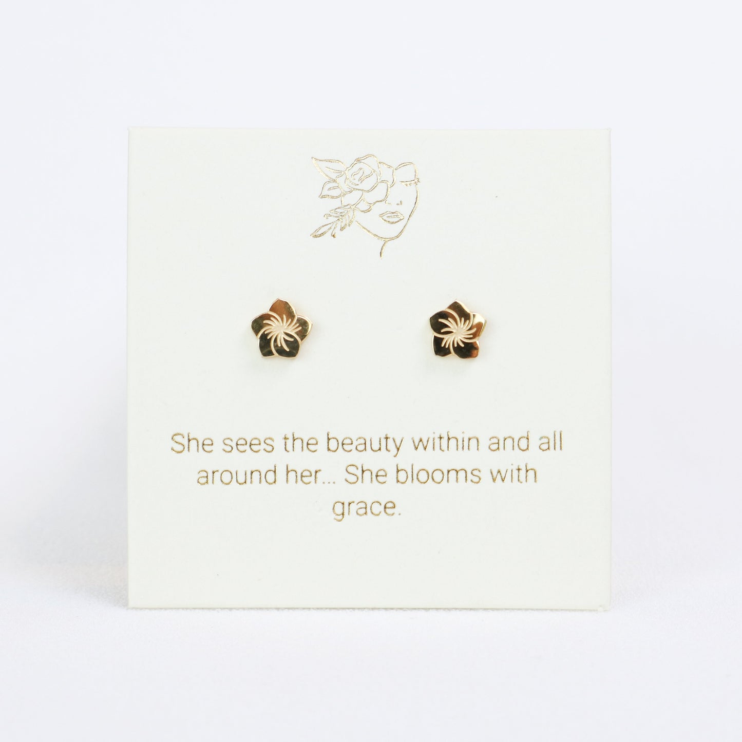 Love Luna Mei Self Care Gift Pulmeria Stud Earrings (Gold)