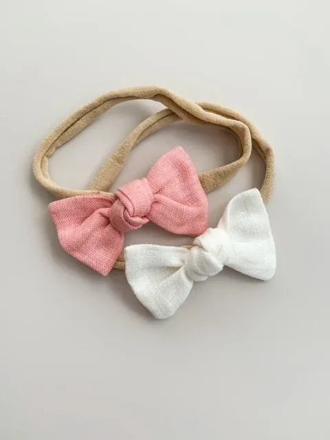 Petite & co Baby Gift Baby Bow set - Pink and White