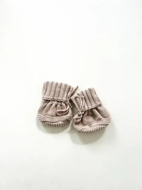 Petite & co Baby Gift Cuff Newborn Lace Booties - Teddy Brown
