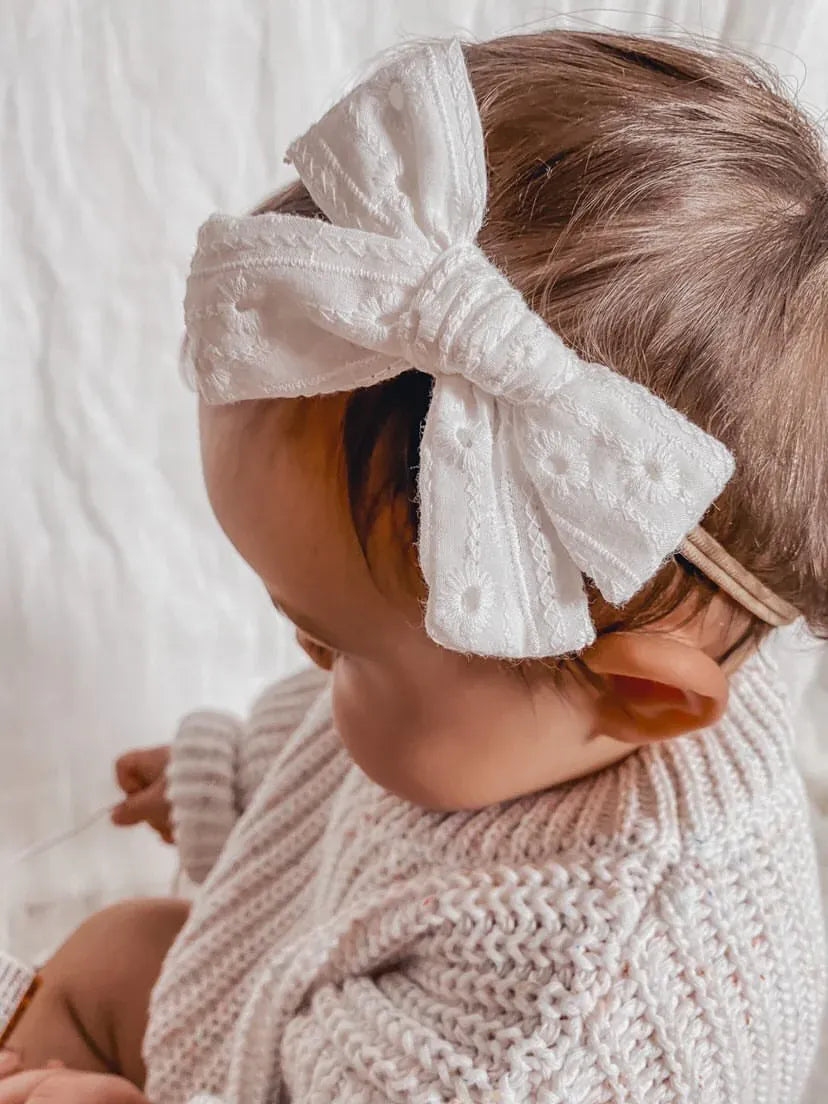 Petite & co Baby Gift Floral Bow headband - White