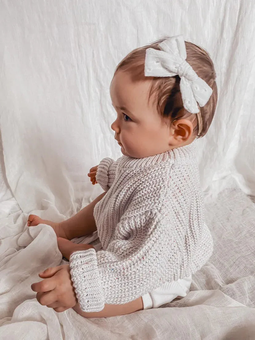 Petite & co Baby Gift Floral Bow headband - White
