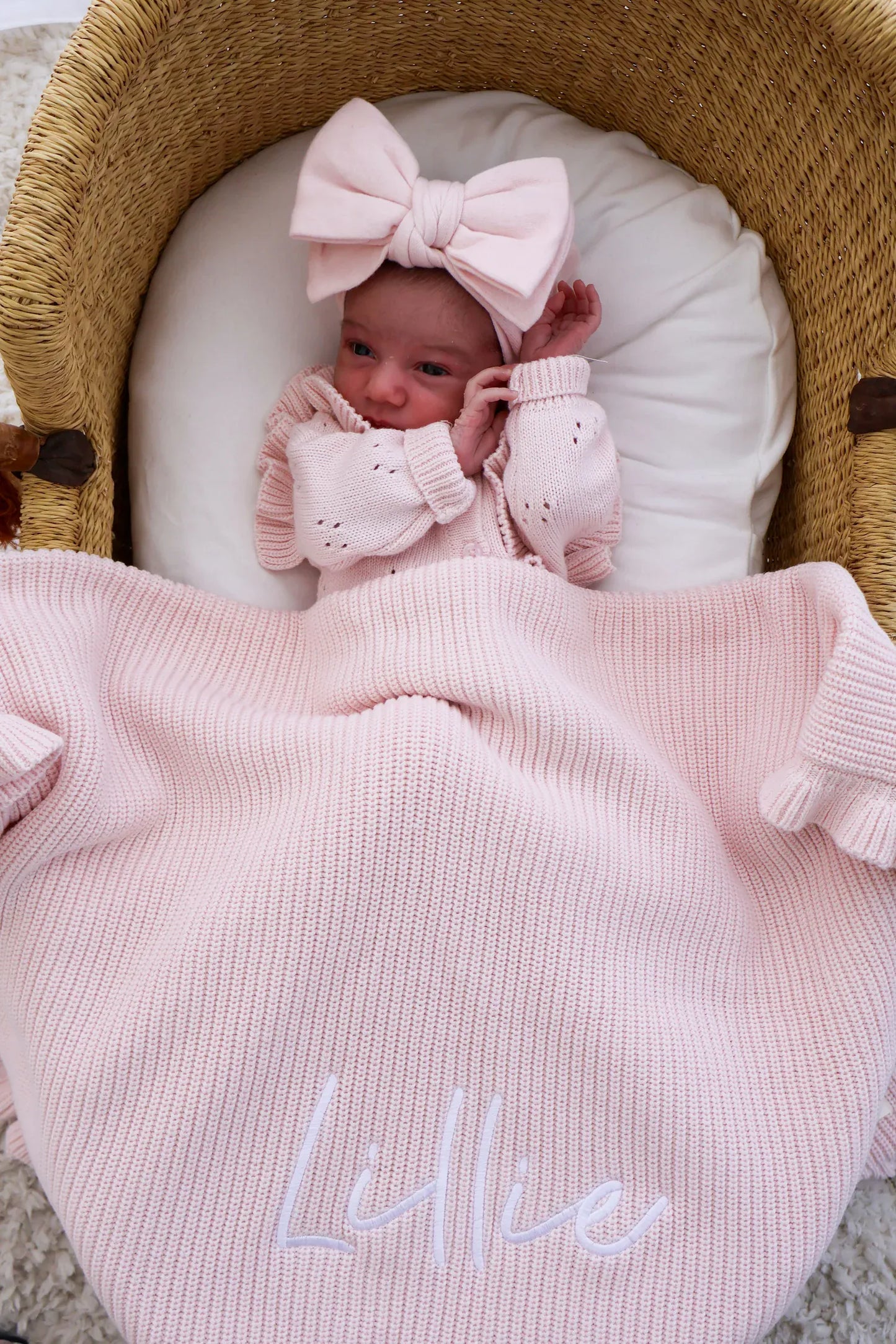 Petite & co Baby Gift Frill Baby Blanket - Baby Pink