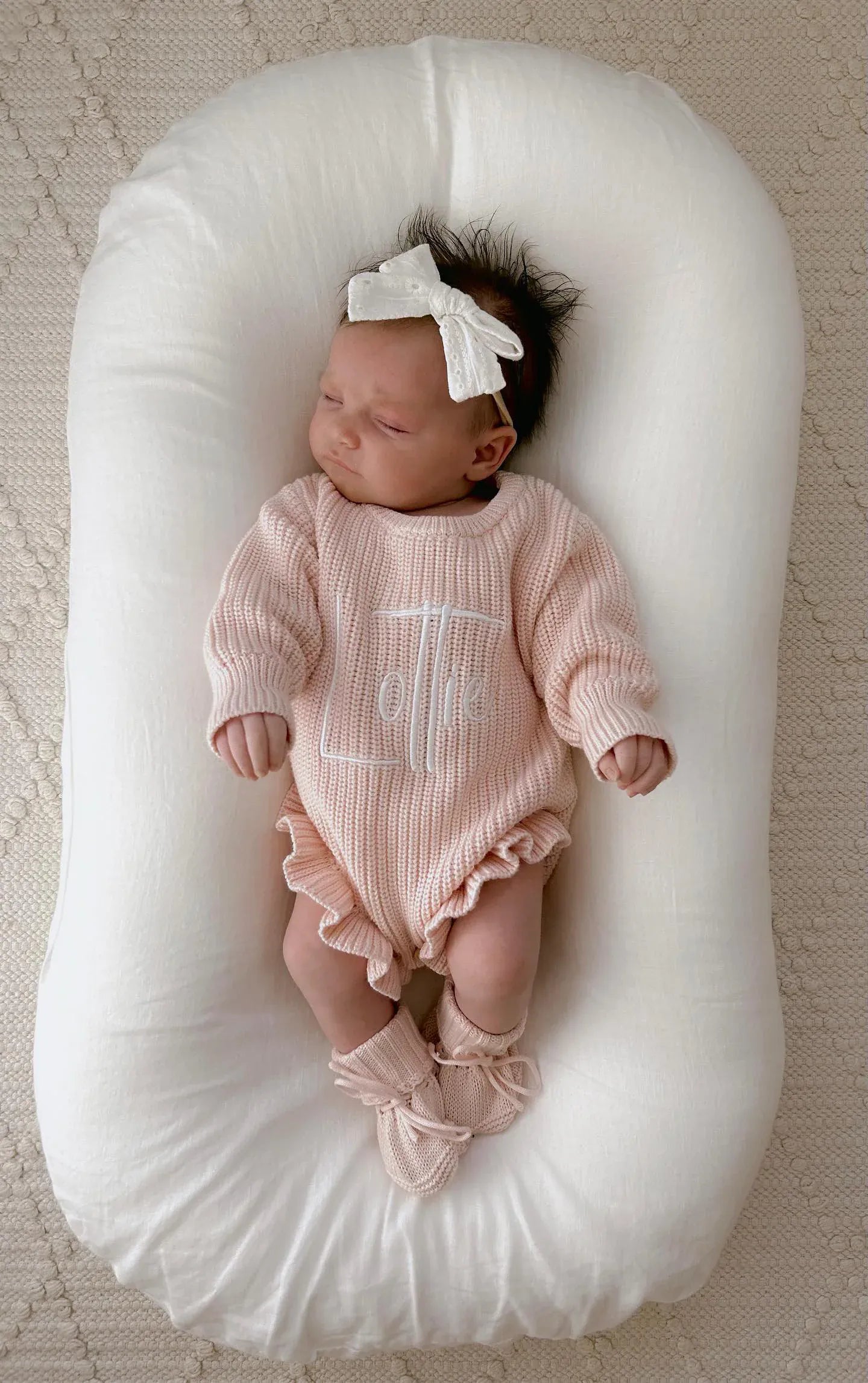 Petite & co Baby Gift RIBBED LEG FRILL ROMPER - BABY PINK